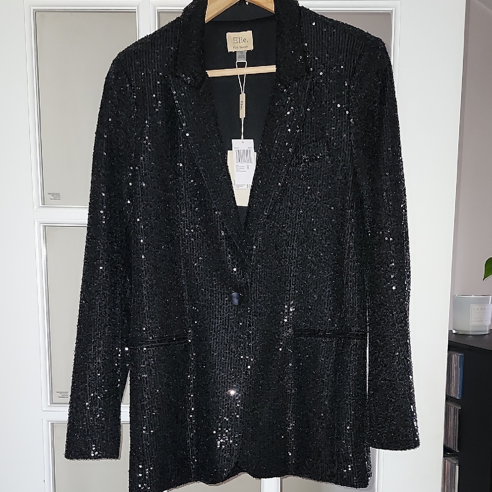 Ellie TAHARI Black Sequin Blazer